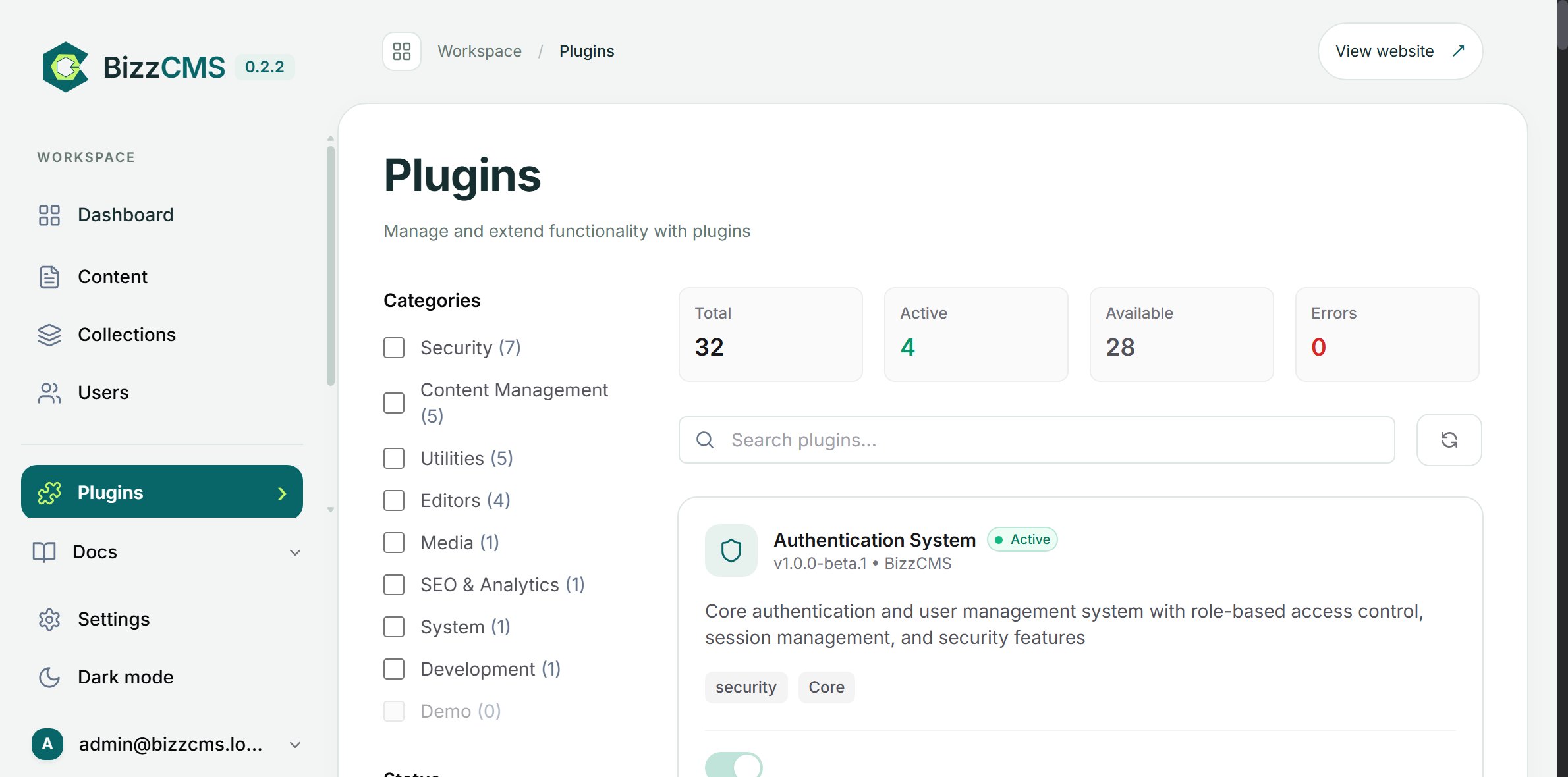 BizzCMS plugins